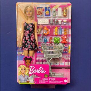 Barbie Doll Shopping Time 25-Piece Set +Shopping Cart GTK94 NEW Playset
